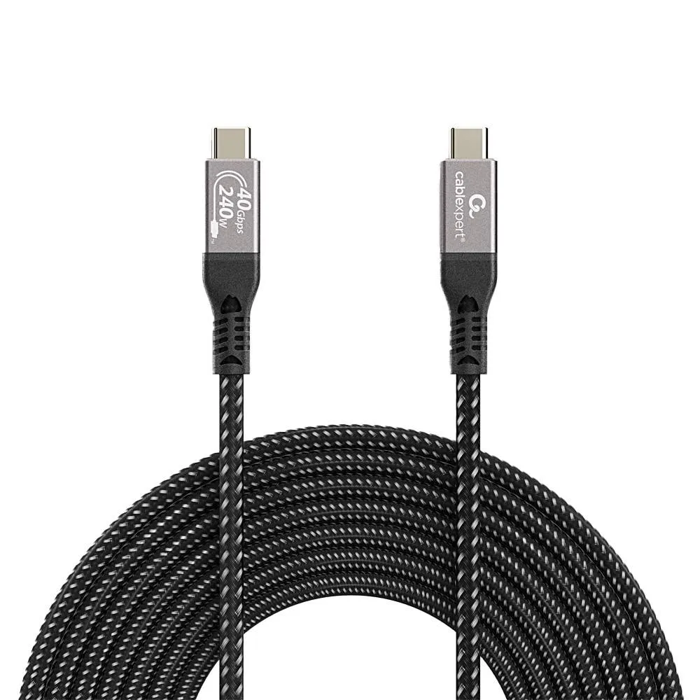 Cabo USB-C Gembird CCBP-USB4-CMCM240-1.5M USB4 40Gbps PD 240W 8K 60Hz 1.5m Preto