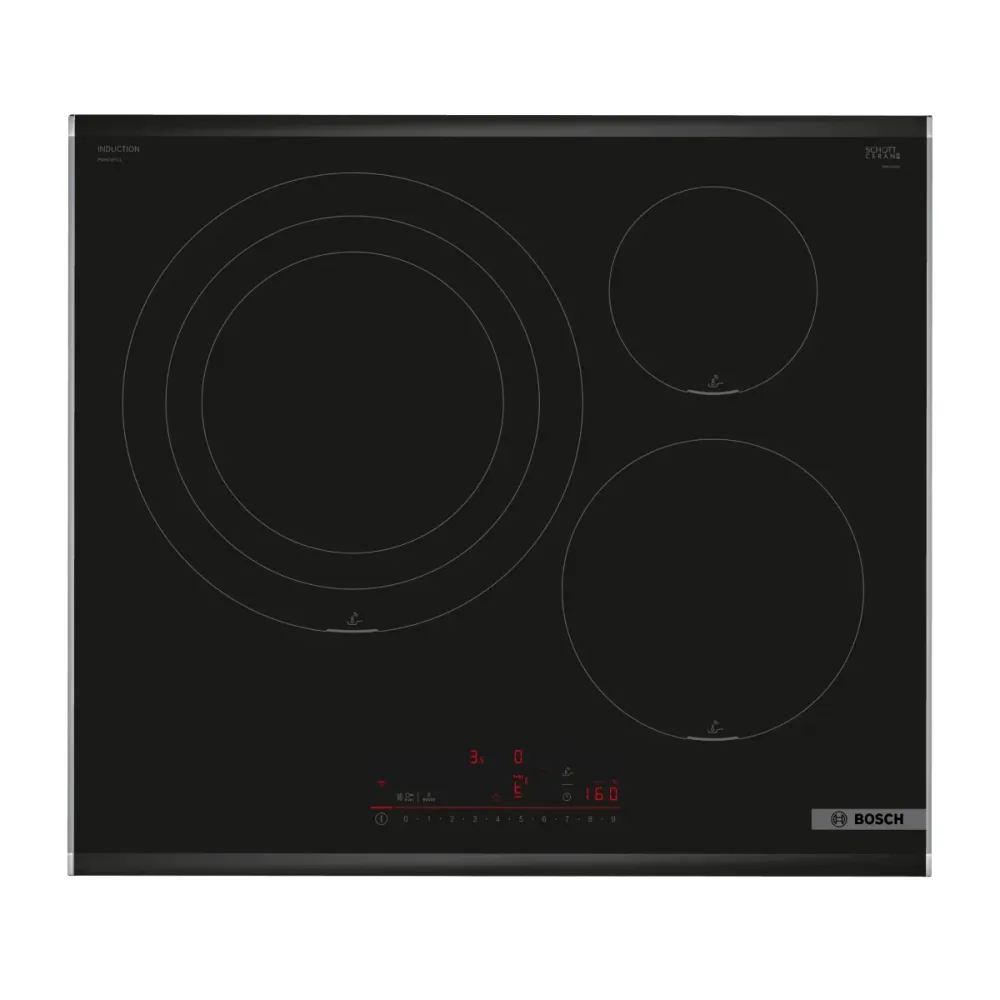 Placa de Indução Bosch Série 6 3 Zonas 7400W Preto - PID675HC1E