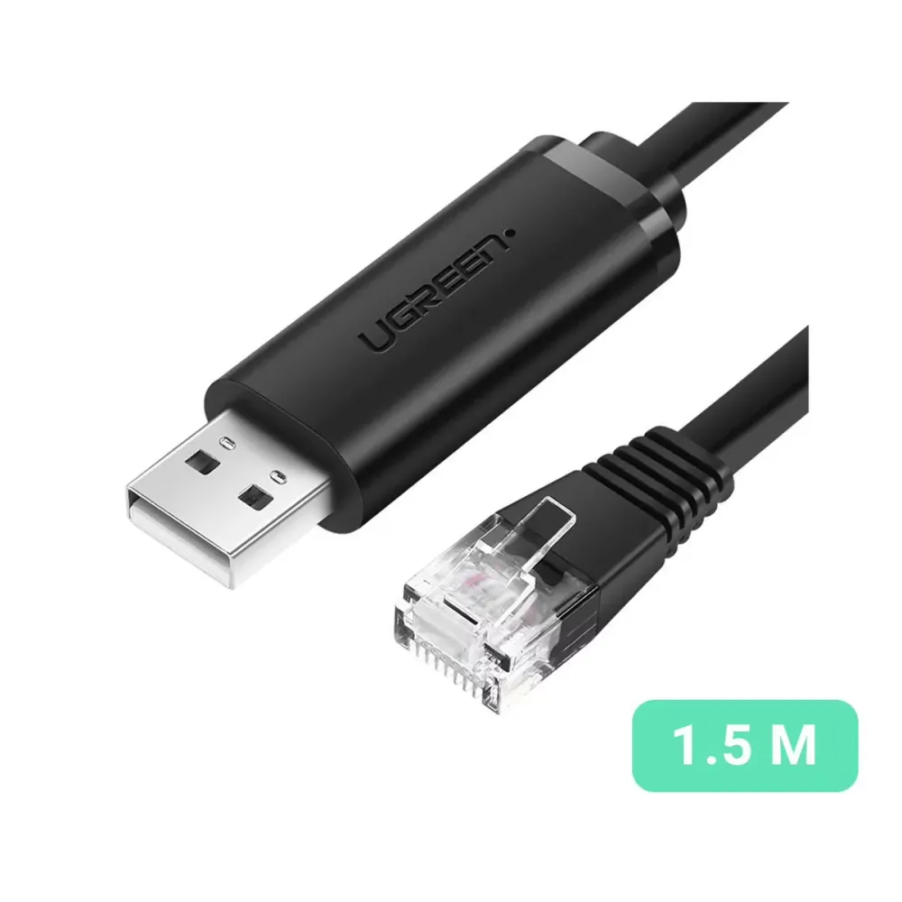 Cabo de Consola Ugreen CM204 USB 2.0 - RJ45 1.5m Preto