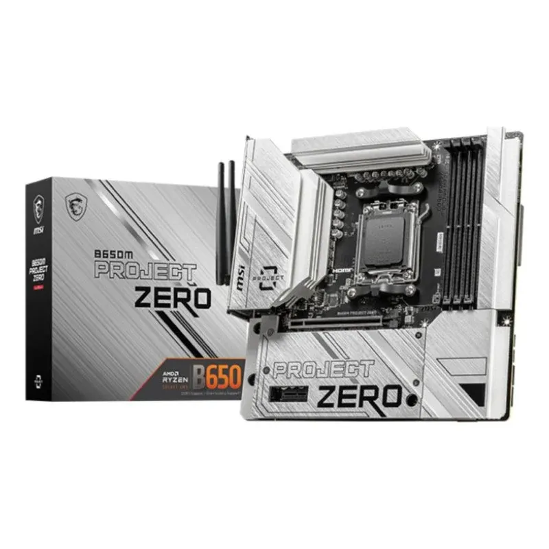 Motherboard MSI B650M PROJECT ZERO AMD B650 AM5 DDR5 Micro ATX WiFi 6E USB-C RGB