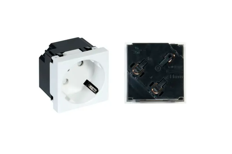 Tomada Shuko 250VAC 16A p/ 1 Painel Ligação Branco - WP-44S