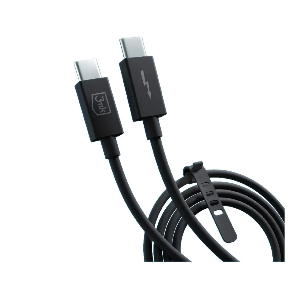 Cabo USB-C 3MK Thunderbolt 3 1m Preto