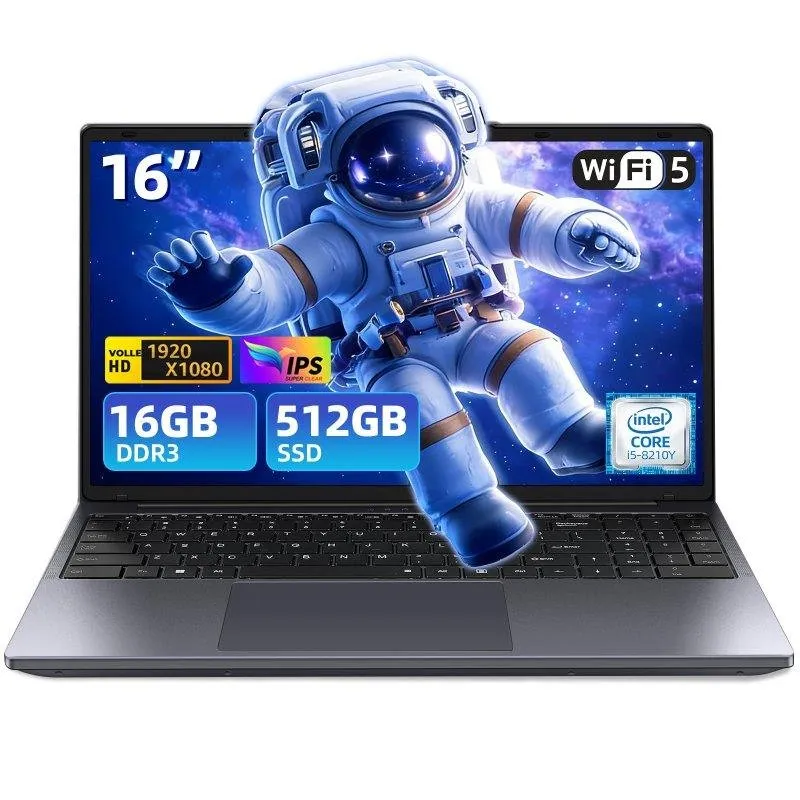 Portátil Micrear 16.1" Intel Core i5-8210Y 16GB 512GB SSD UHD 617 Windows 11 Pro