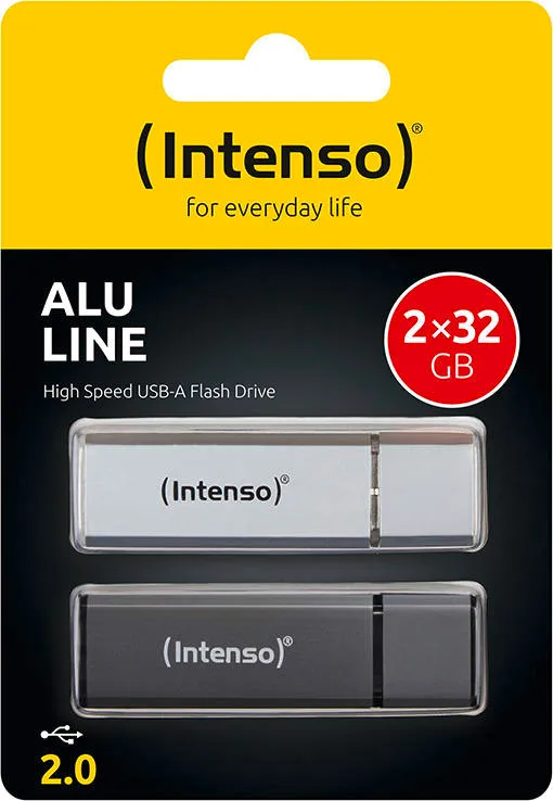 Pen Drive USB INTENSO 2.0 de 32 GB (2 unidades - Preto/Branco)