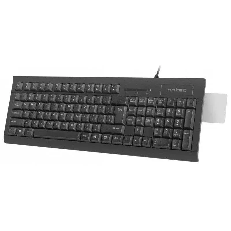 Teclado Natec Moray USB preto com leitor de cartões inteligentes e teclas multimédia