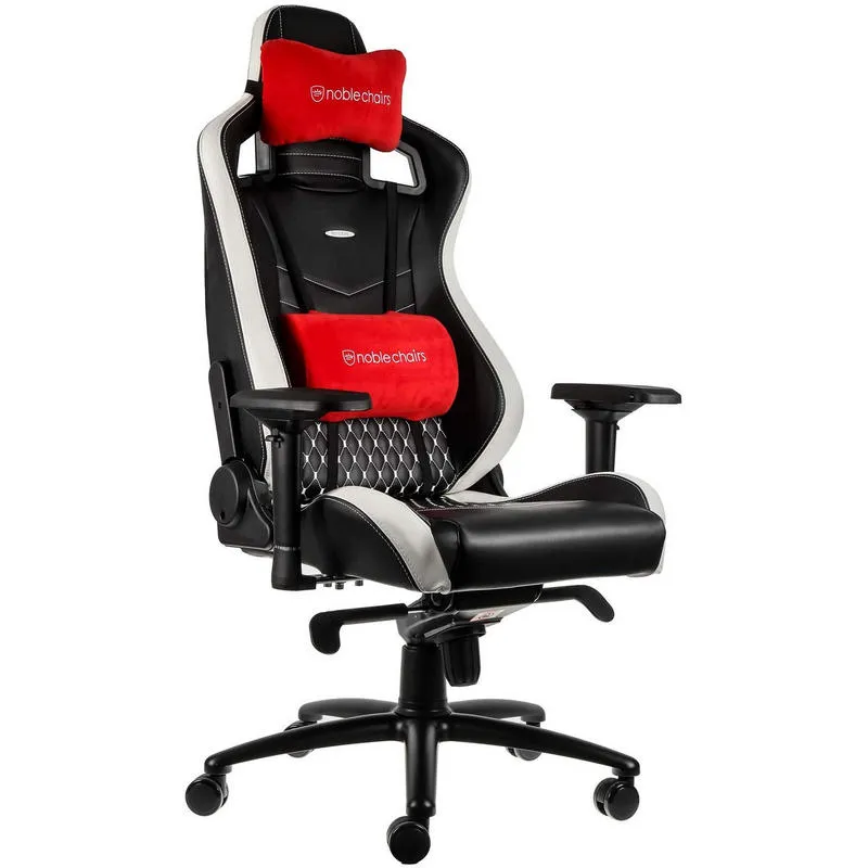 Noblechairs Epic Couro Real Cadeira Gaming Preto/Branco/Vermelho