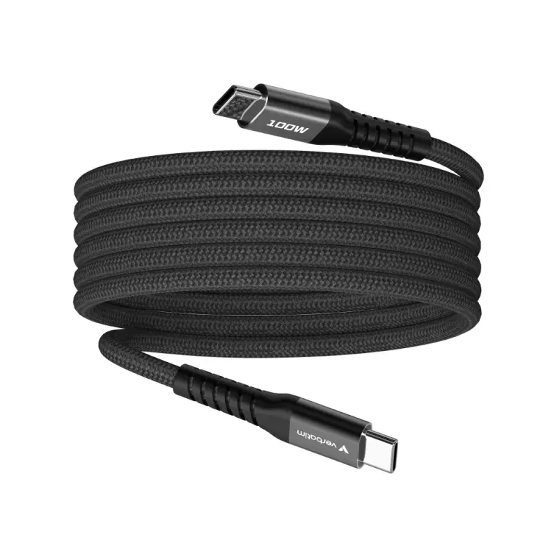 VERBATIM CABO USB-C 100W 480MBPS MAGNETICO NYLON BLACK 1.20MT