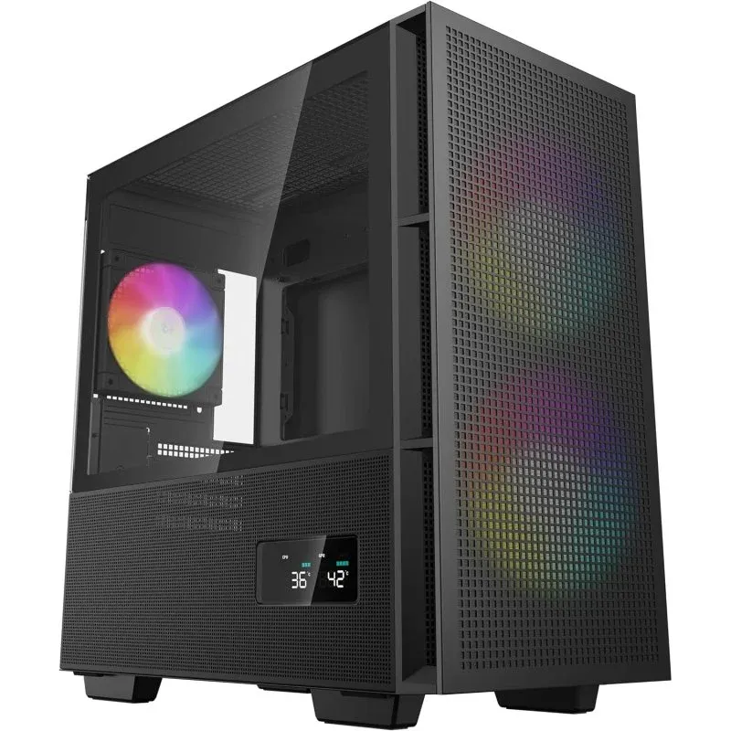 Caixa de Computador DeepCool CH360 ARGB DIGITAL Micro Torre mATX Vidro Temperado USB-C Preta