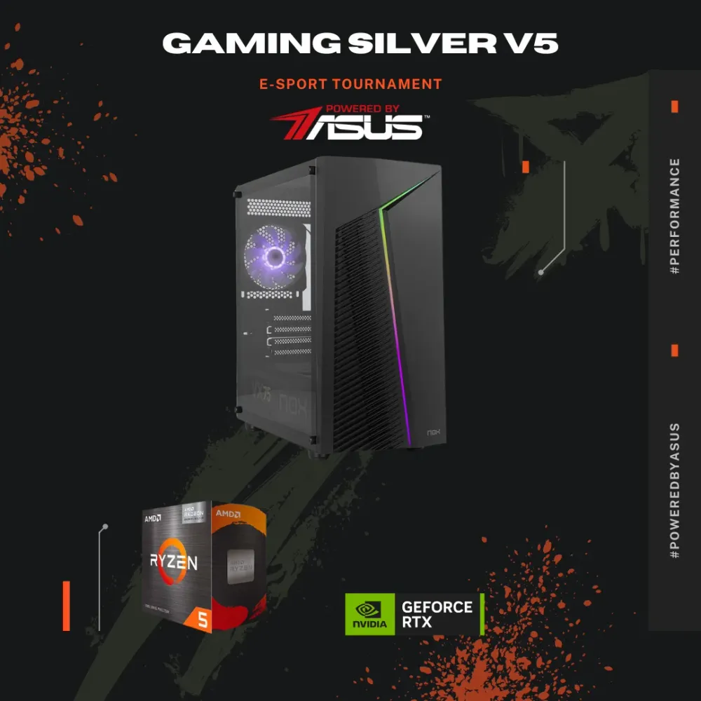 Computador Gaming Silver V5 Powered By ASUS Ryzen 5 5500 16GB 512GB SSD RTX 3050