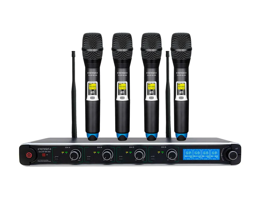 Sistema sem Fios Microfone Definitive Audio DA UHF MH 400 (pack 4 mic)