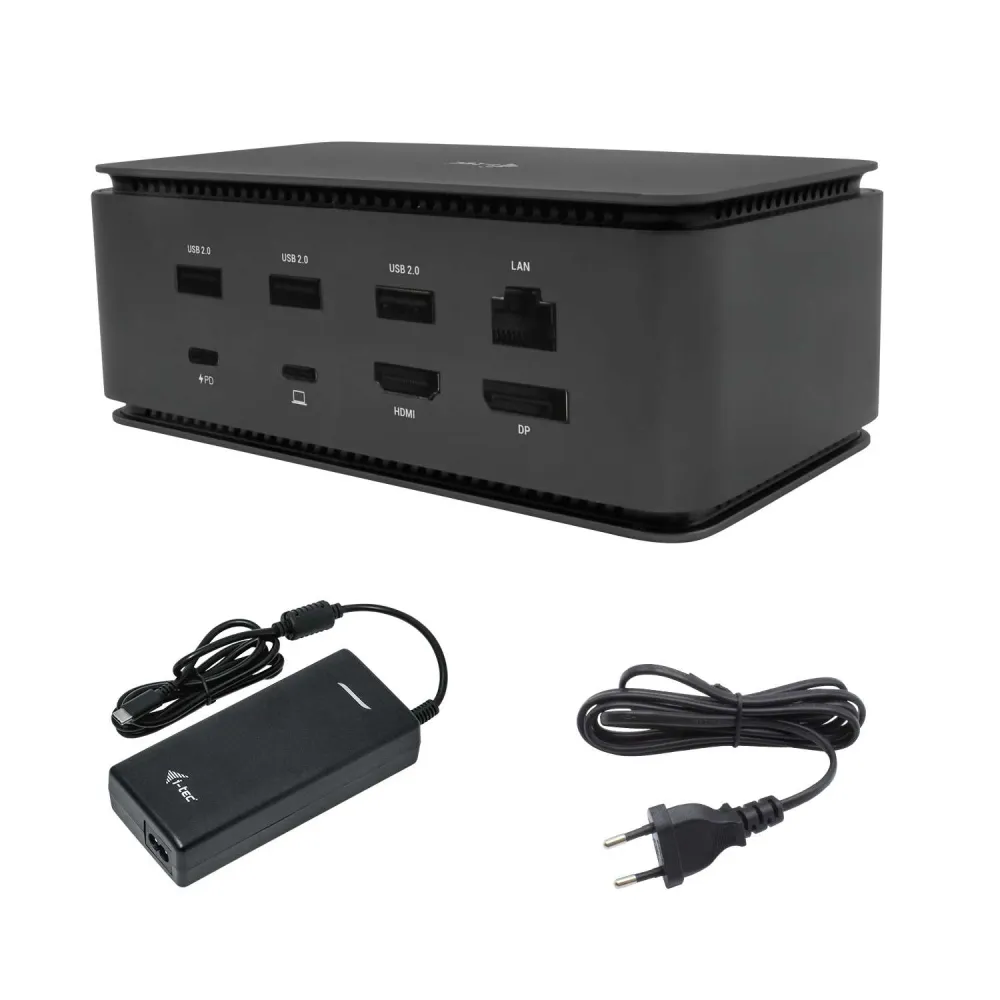 Docking Station i-tec Metal USB4 2x HDMI Displayport 4K até 80W + Carregador 112W