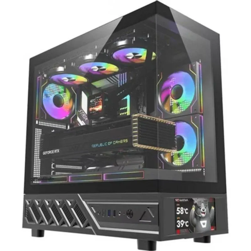 Caixa de Computador Caixa PC Darkflash DS950V Midi Tower com Ecrã 6" e 6 Ventoinhas