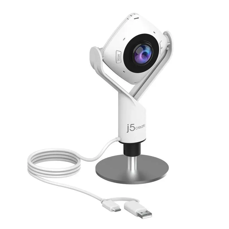 Câmara Web J5CREATE JVCU360-N 360° Full HD USB-C/USB-A Microfone Omnidirecional