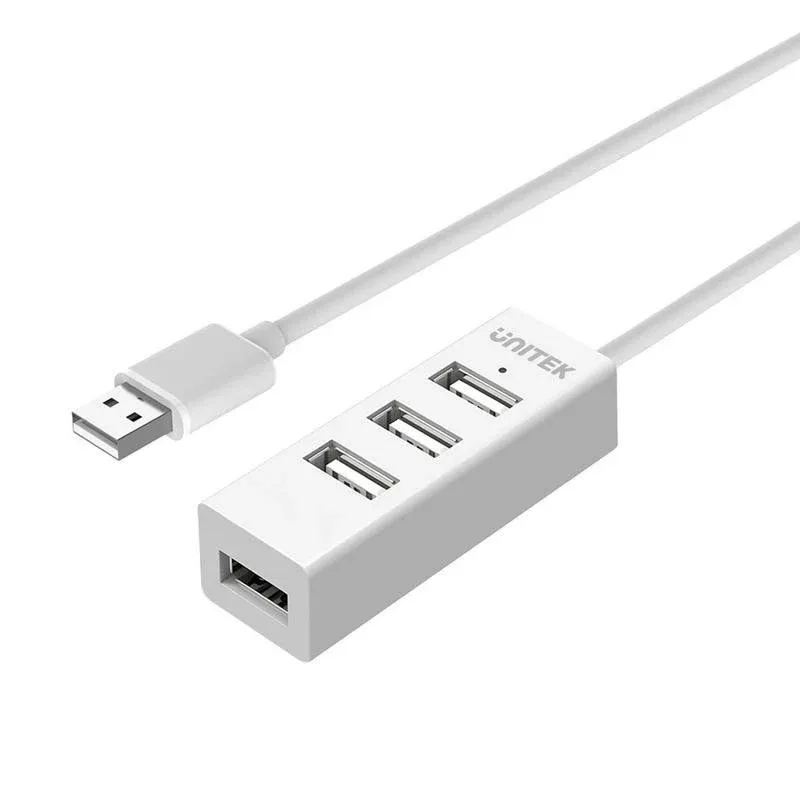Hub Unitek 4 portas USB 2.0 480 Mbit/s modelo Y-2146 compacto branco