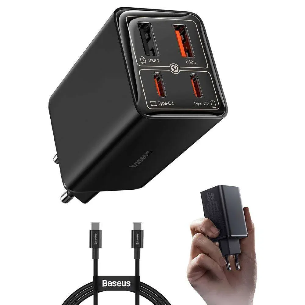 Carregador Baseus GaN6 Pro Fast Charger 65W 2x USB-C 2x USB Preto