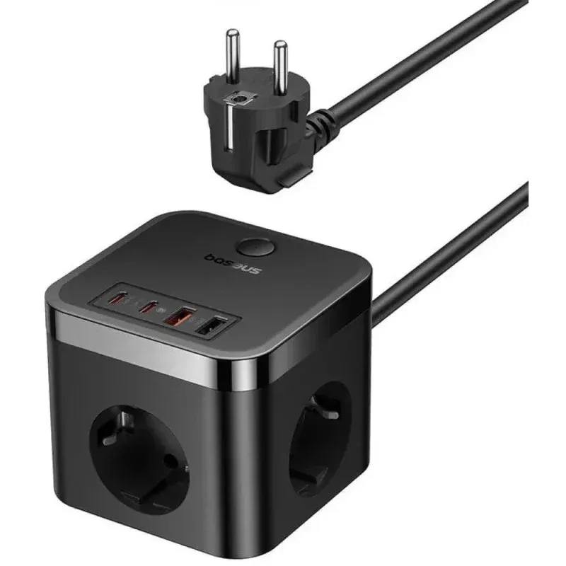 Extensão Baseus Powercombo 3AC+2U+2C 30W 1.5M Preto