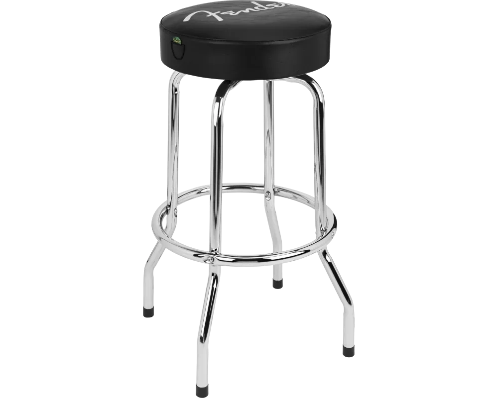 Fender Spaghetti Logo Pick Pouch Barstool, Black/Chrome, 30 inch