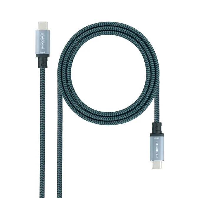 Cabo USB 3.2 Gen2x2 Nanocable 20Gbps 5A/100W 4K/60HZ USB-C M/M 1.5 M Cinzento/Preto