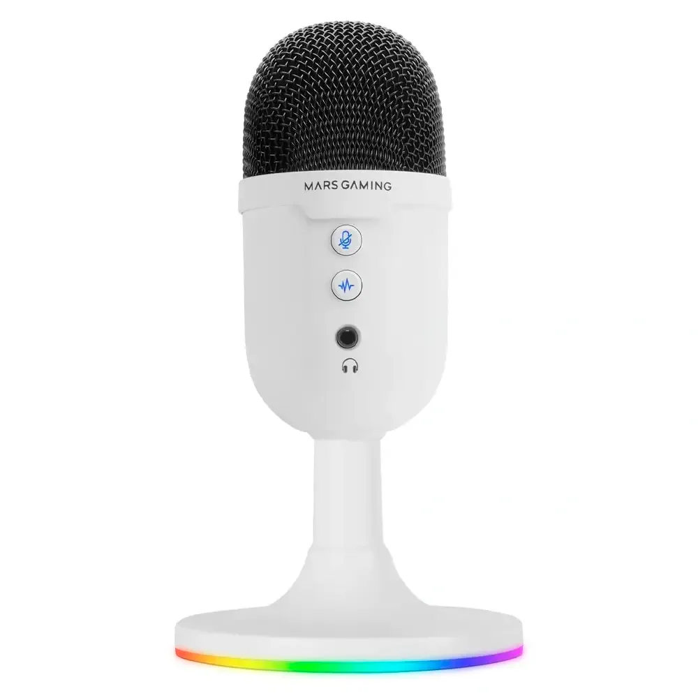 Microfone Cardióide Mars Gaming MMIC-CX RGB 48Khz 16-bit USB Branco