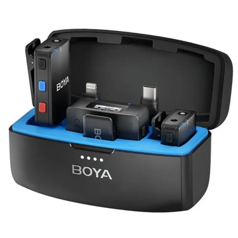 Boya Boyamic Sistema de Microfones Sem Fios com Alcance 200m USB-C/Lightning/Jack 3,5MM Pretos
