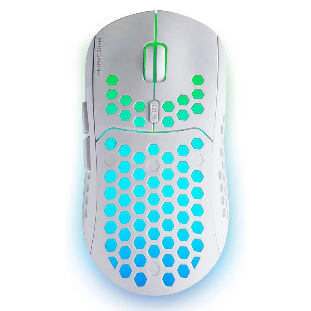 Rato Óptico Mars Gaming MMW3 RGB Wireless 3200DPI Branco