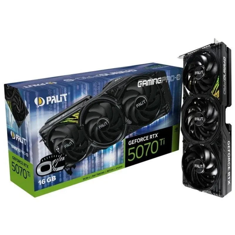 Placa gráfica Palit GeForce RTX 5070 Ti GamingPro-S OC 16GB GDDR7 Reflex 2 RTX AI DLSS4