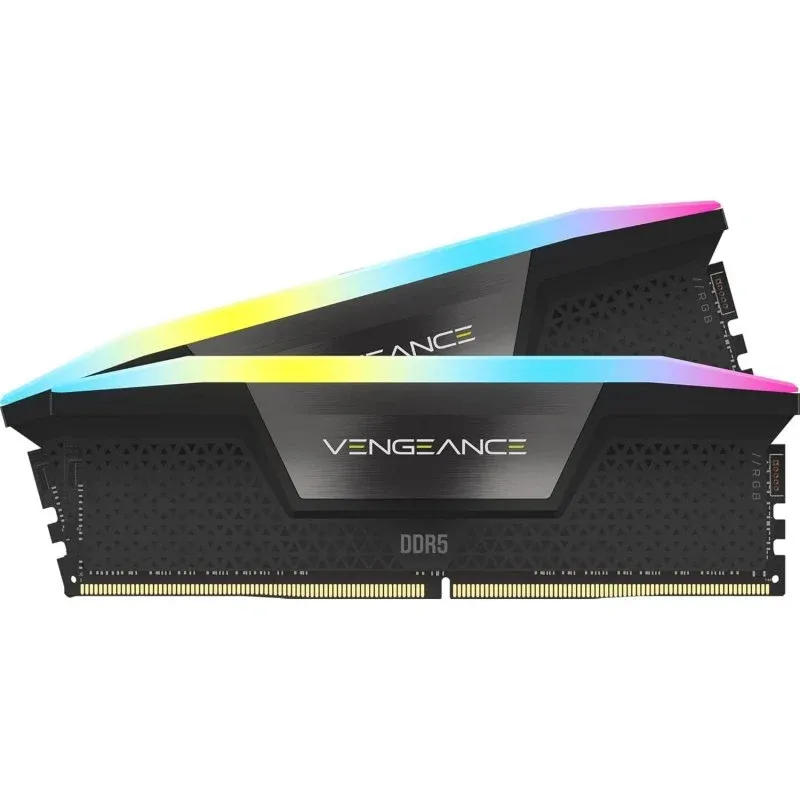 Memória RAM Corsair Vengeance RGB CMH64GX5M2D6000C40 Memórias RAM 64GB (2x32GB) DDR5 6000MHz CL40 Intel XMP RGB Pretas