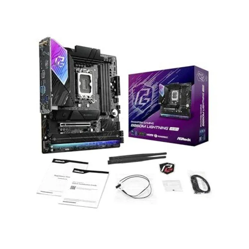 Placa mãe ASRock B860M Micro ATX LGA 1851 Phantom Gaming Lightning WiFi DDR5 M.2 PCIe LAN Gigabit