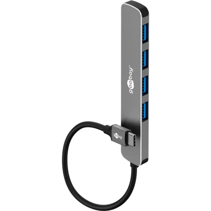 Hub Goobay 4 portas 5000 Mbit/s modelo 79157 alumínio cinza