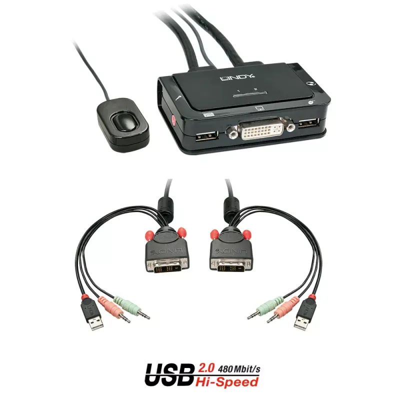 2 PORT DVI-D SINGLE LINK CABLE KVM