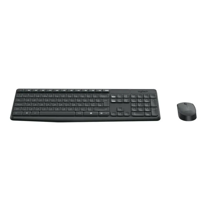 Teclado Logitech MK235 sem fios completo com rato ótico cinzento QWERTZ