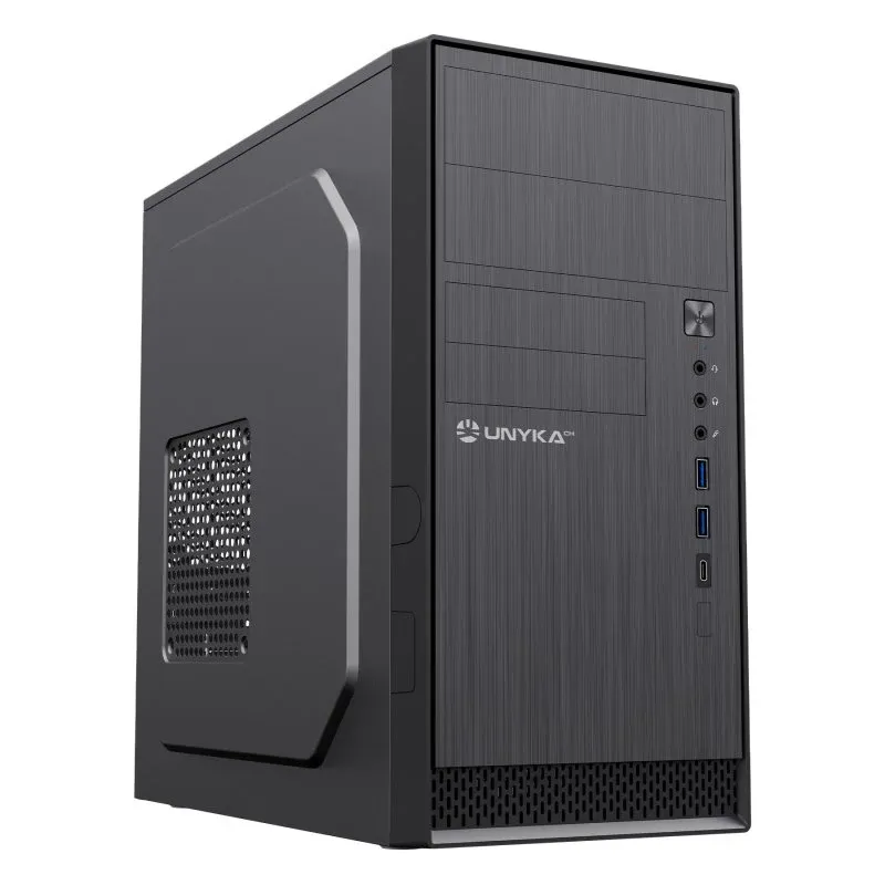 Caixa de Computador UNYKAch AERO C12 V2 Caixa Micro-ATX USB 3.0/Tipo-C/Audio HD Preta