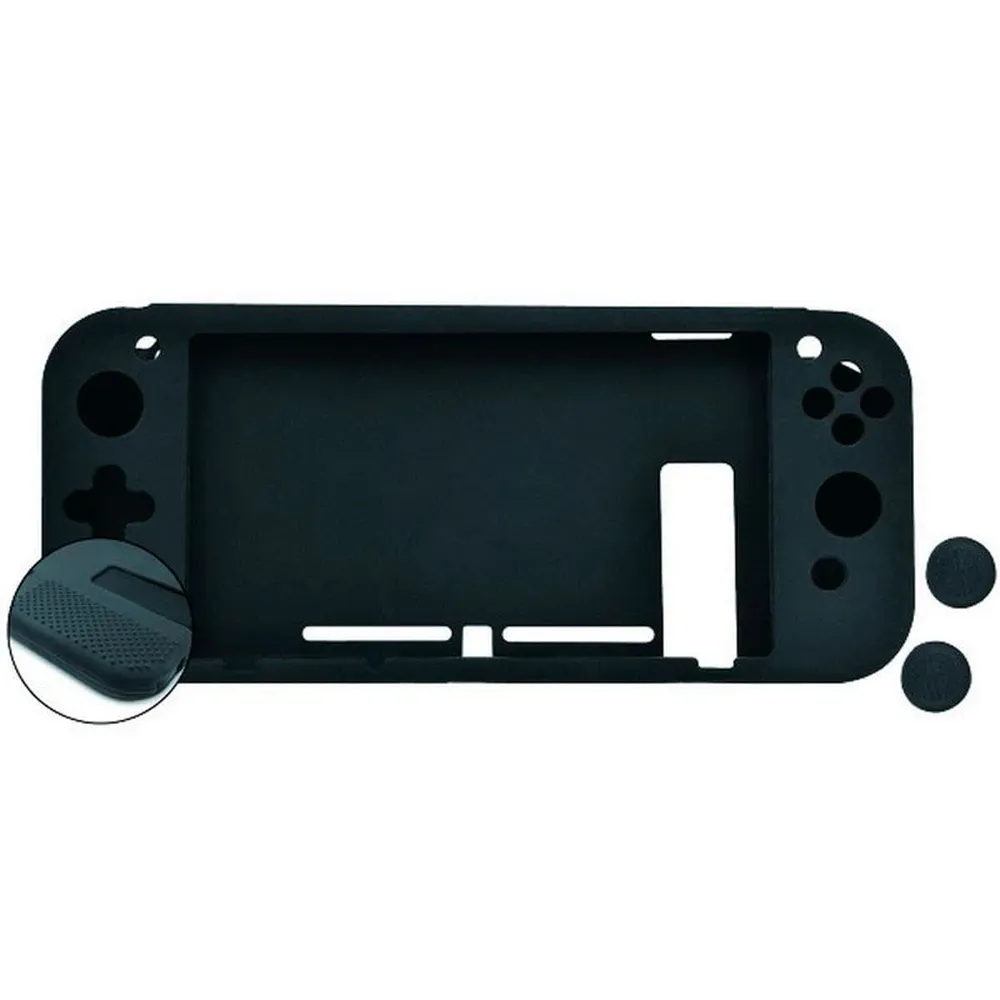 Capa De Silicone Nuwa Switch Preta Antid + 2 Grips