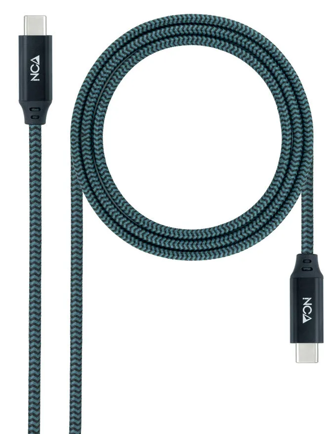 Cabo USB 3.2 Gen2x2 Nanocable 20Gbps 5A/100W 4K@60Hz USB-C M/M 1 M Cinzento/Preto