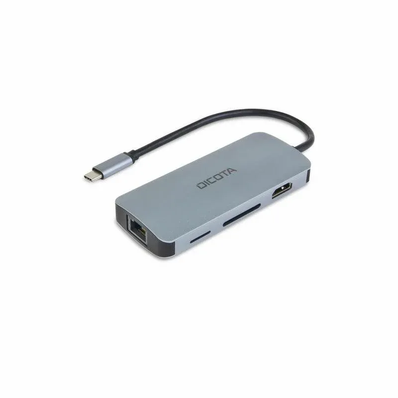 Hub Dicota 8 portas USB 4 Gigabit Ethernet D32062 100 W Prateado