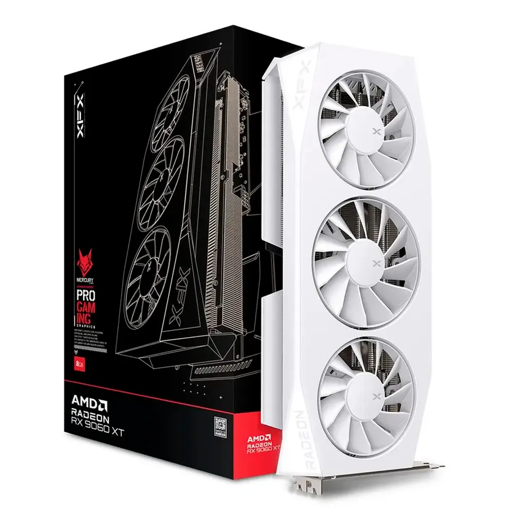 Placa Gráfica XFX AMD Radeon RX 9060 XT RDNA 4 Mercury OC White Gaming 16GB GDDR6