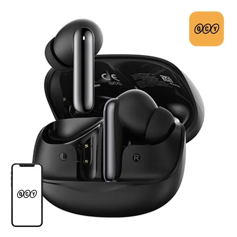 Auriculares QCY MeloBuds HT12 sem fios Bluetooth com Cancelamento de Ruído, Microfone e IPX4 pretos