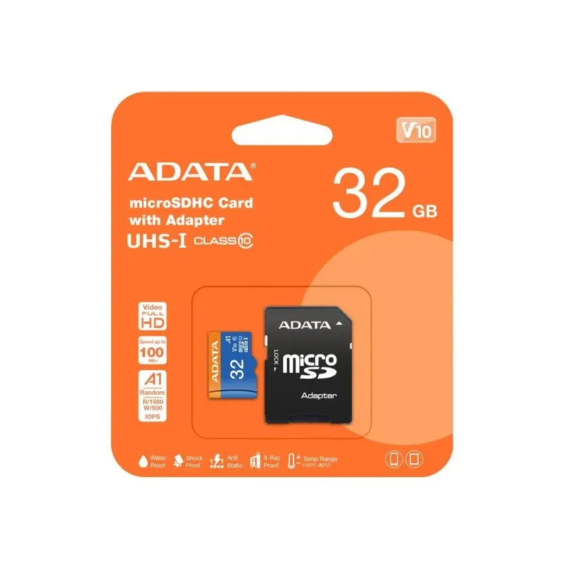 Cartão microSDHC ADATA 32GB Class 10 UHS-I 85MB/s 25MB/s com adaptador SD