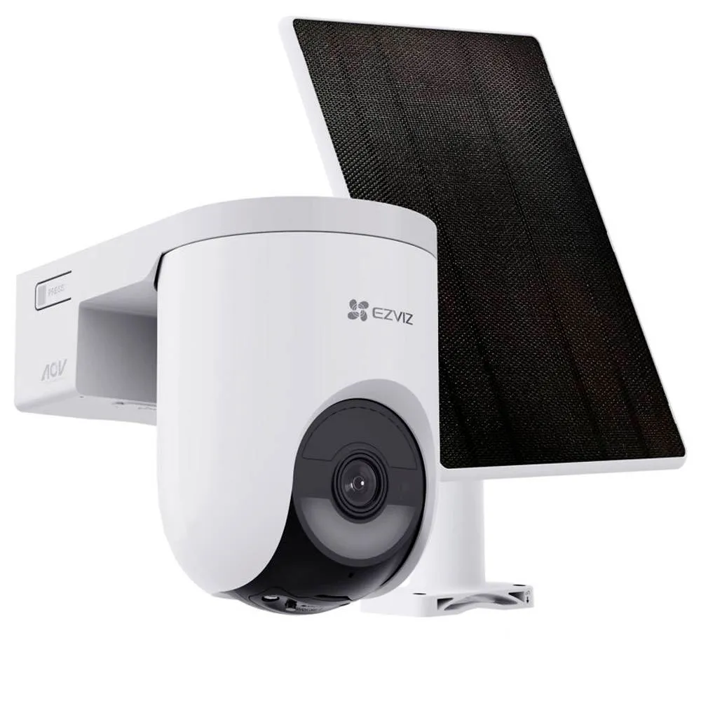 Kit Câmara de Segurança a Bateria EZVIZ HB8 Lite 2K+ IR Outdoor Pan & Tilt 5200mAh Wi-Fi IP65 Branca + Painel Solar