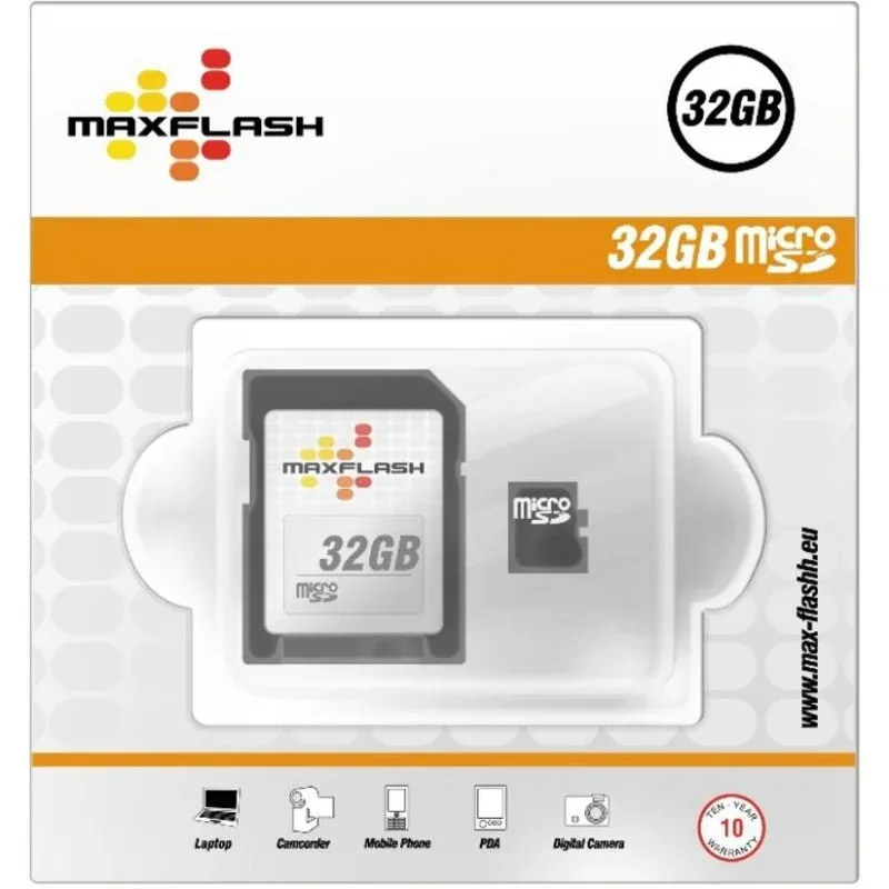 Memória Flash Maxell MaxFlash 32GB microSD Leitura 11MB/s Escrita 8MB/s Preto