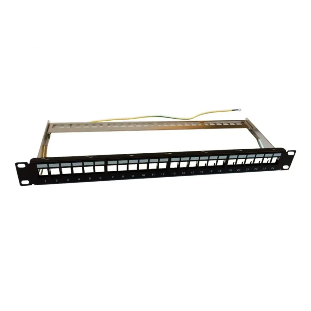 Patch Panel WP Rack 19" 24-Portas 1U RAL 9005 Preto