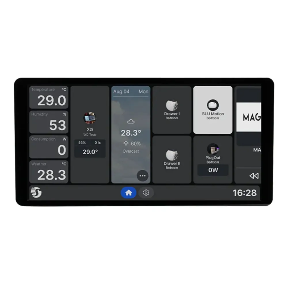 Painel Tátil Shelly X2i Silver 6.95" p/ Parede Sensor Wi-Fi + Relé Cinzento