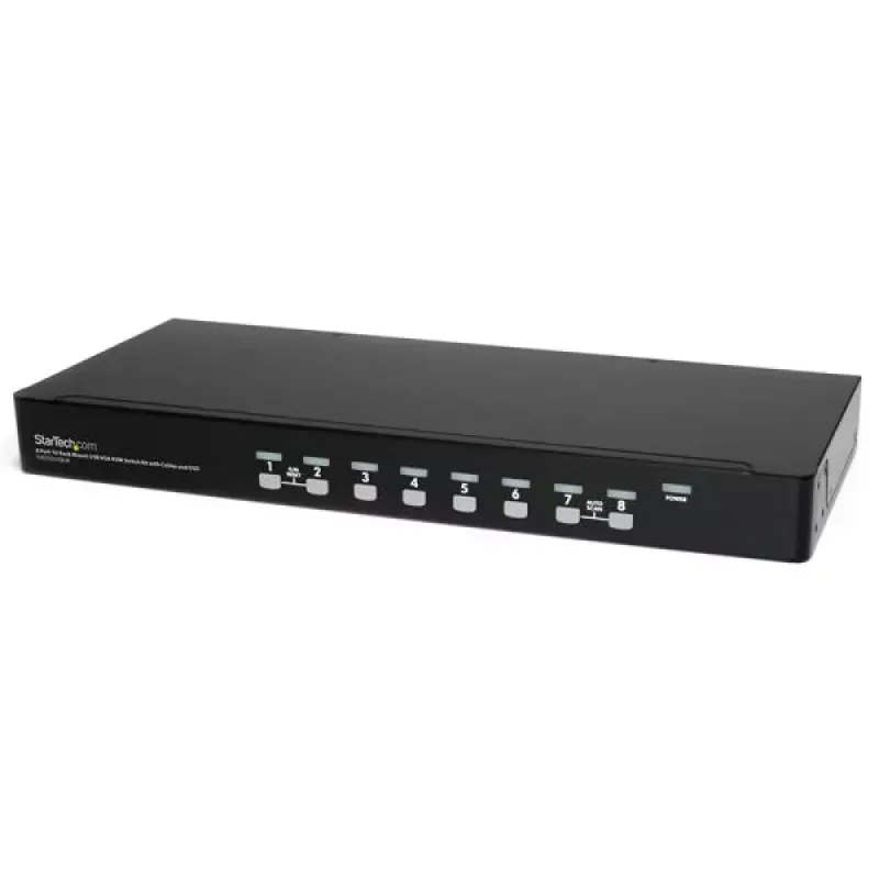 Startech 8 Port 1U Rackmount USB KVM Switch Kit with OSD and Cables - Rack mount KVM - VGA KVM Switch - 8 Port KVM Switch (SV831DUSBUK) - Chave KVM - 8 x KVM port(s) - 1 utilizador local - montável em trilho - para P/N: RK12OD2, RK3236BKF, RK4236BKB,