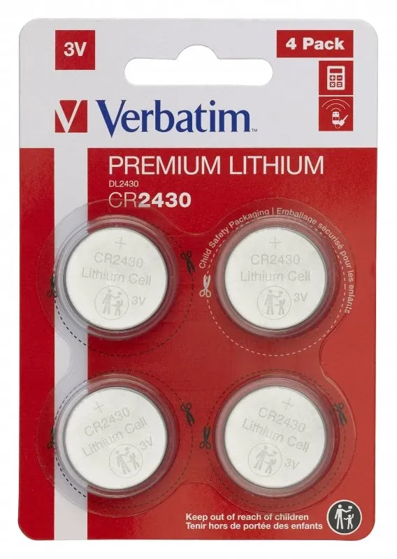 VERBATIM PILHAS CR2430 3V LITHIUM PACK 4