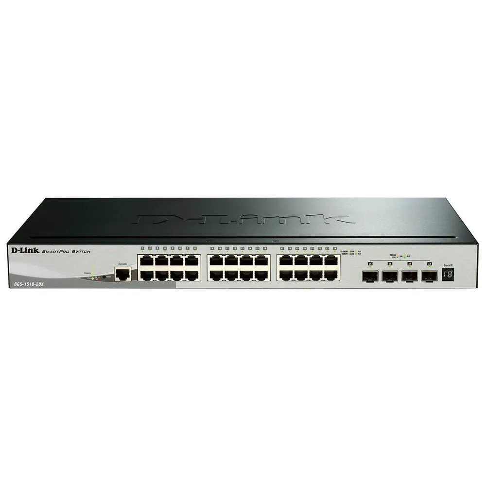 Switch de Rede D-Link DGS-1510-28X 24 Portas Gigabit Smart Managed SFP+ (10GbE) Stackable