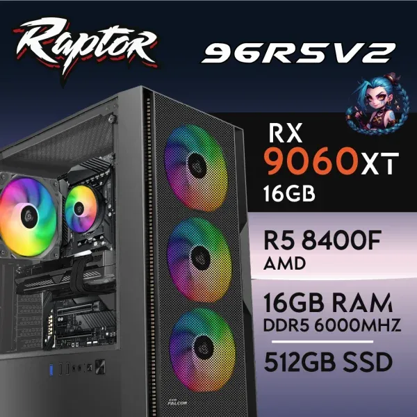 PC Gaming RAPTOR-96R5V2 - R5 8400F | RX9060XT 16GB | 16GB | SSD 512