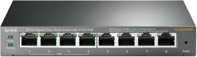 Switch TP-Link TL-SG108PE 8 Portas Gigabit Easy Smart c/ 4 Portas PoE+