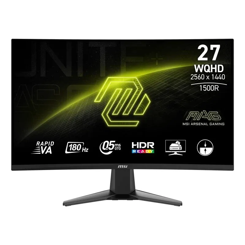 Monitor MSI 27″ 2560x1440 180Hz VA Curvo 1500R HDR FreeSync Sem Moldura