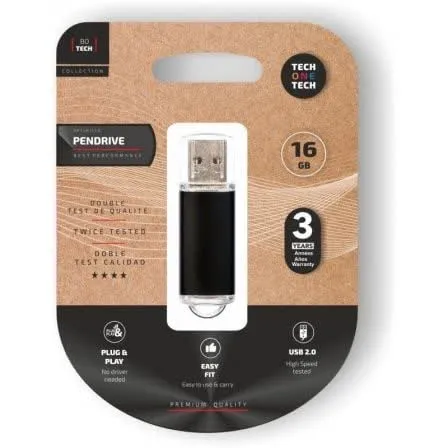 Pen Drive 16 GB USB 2.0 Básico Tech One Tech Preto