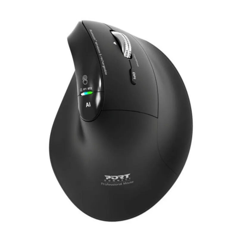 Ratón Port Designs Ergo Auditor Wireless Bluetooth 4800DPI Preto Recarrgável